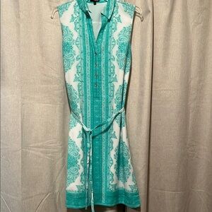 The Limited Teal and White Sleeveless Dress